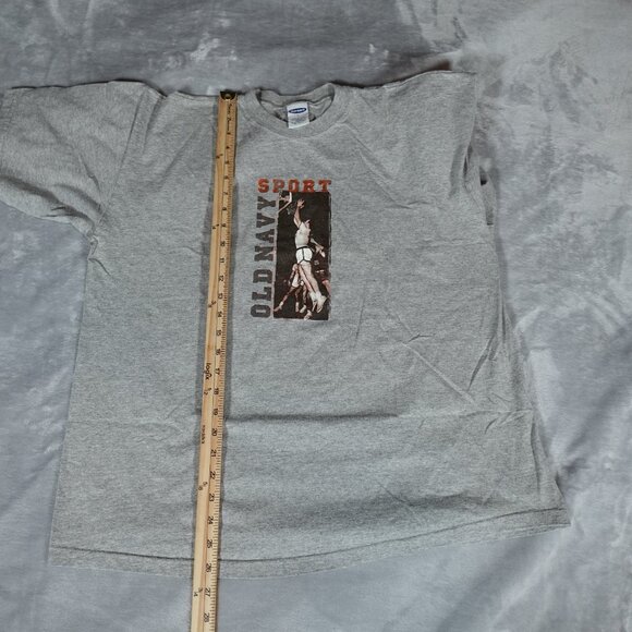 Vintage Old Navy Basketball Sport T Shirt Mens L Boxy Short Fit Gray Y2K - Picture 6 of 7